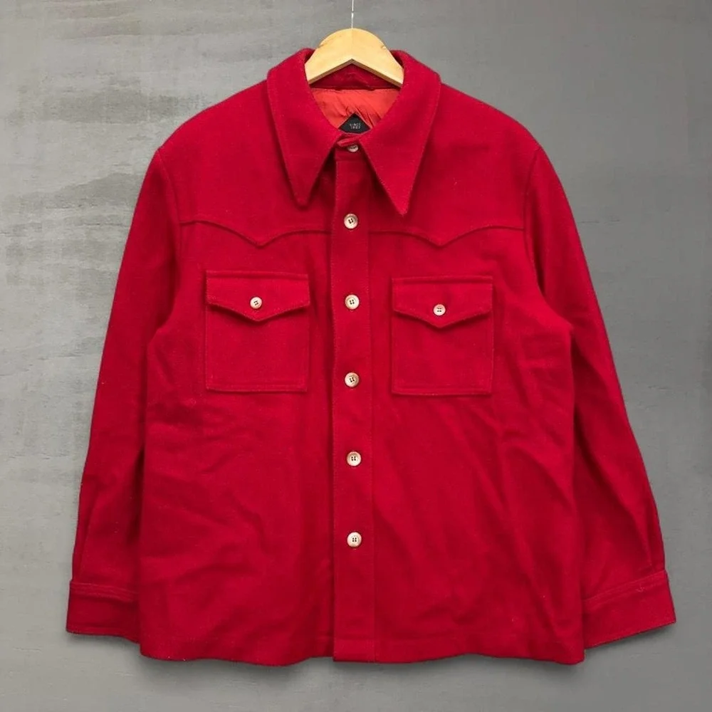 Great Western Gleneagles Wool Shirt Jacket Red Vintage Western Yoke Large